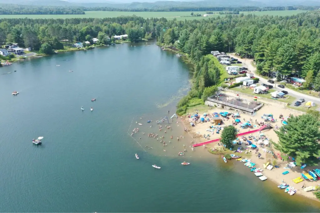 a lake with people on it
